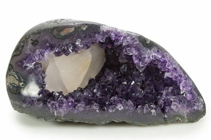 Sparkly Deep-Purple Amethyst Geode with Calcite - Uruguay #342719